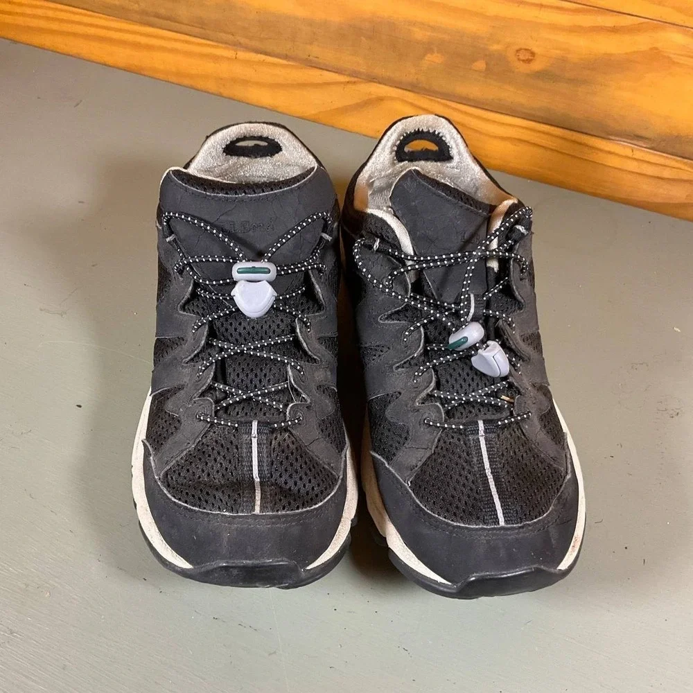 LL Bean Athletic Shoes Womens Size 8M Black Hiking Walking Bungee Workwear‎